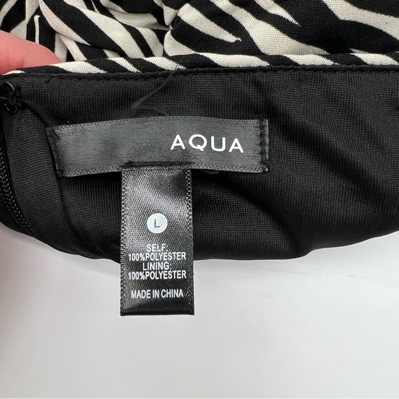 Aqua Zebra Print Ruched Halter Dress – Size L – NWT - Picture 10 of 11